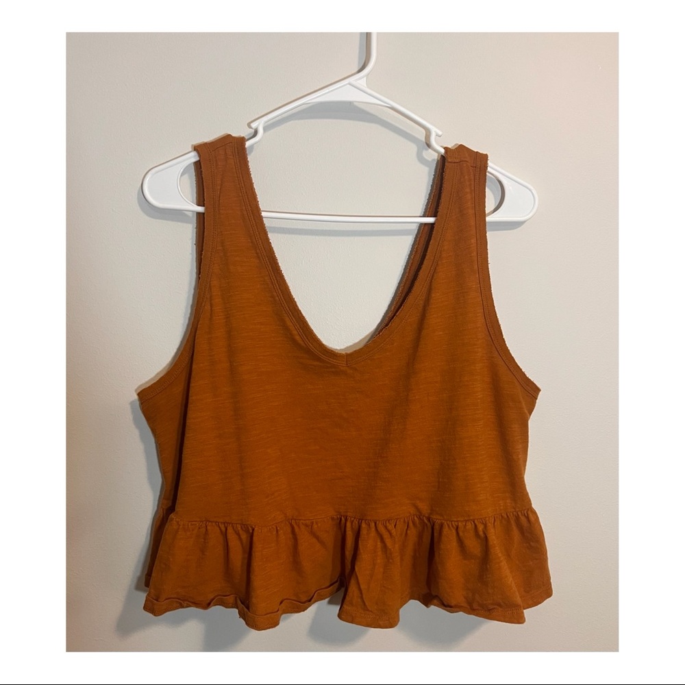 burnt orange peplum tank top